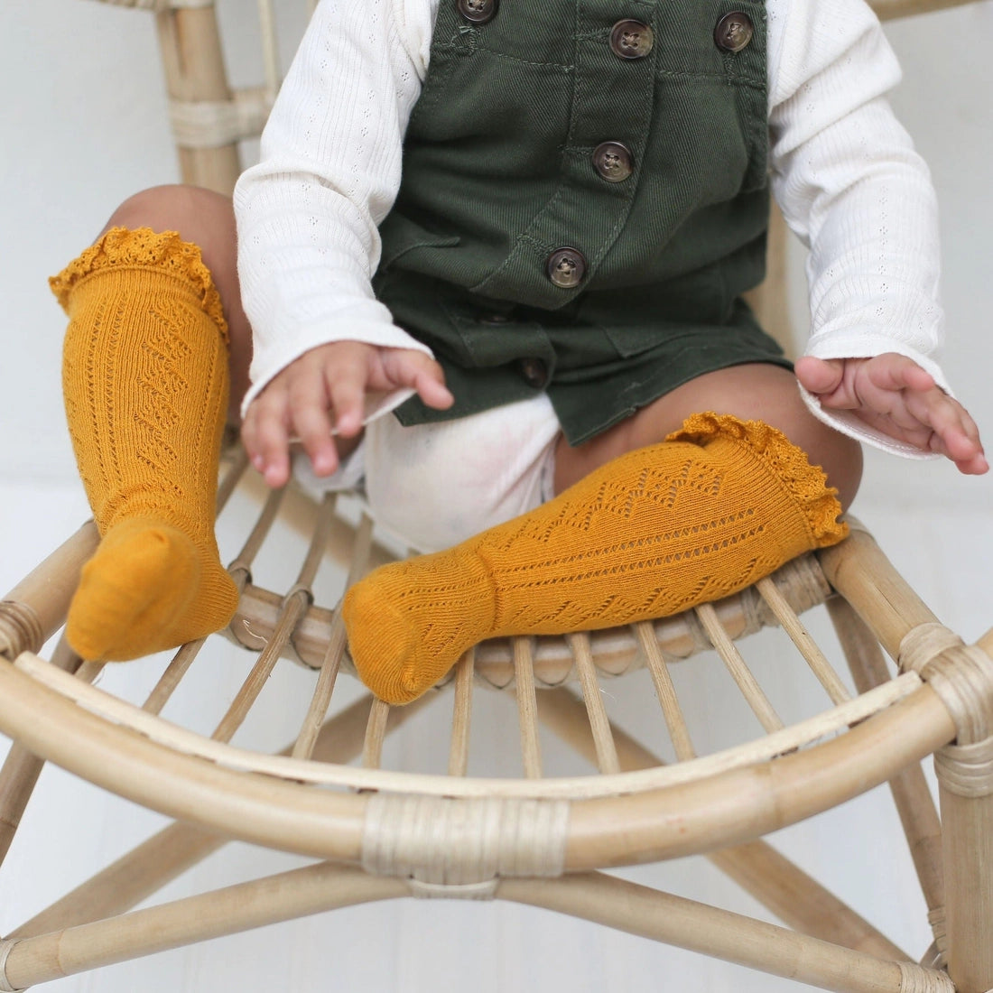 Marigold Fancy Lace Top Knee High Socks