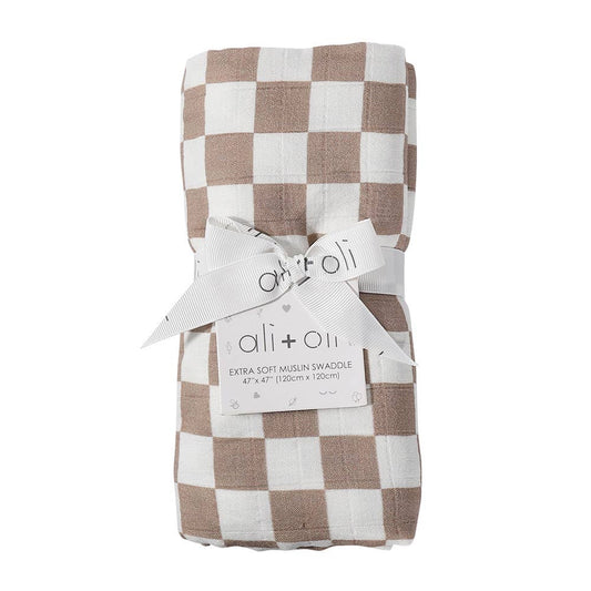 Mocha Checkers Swaddle