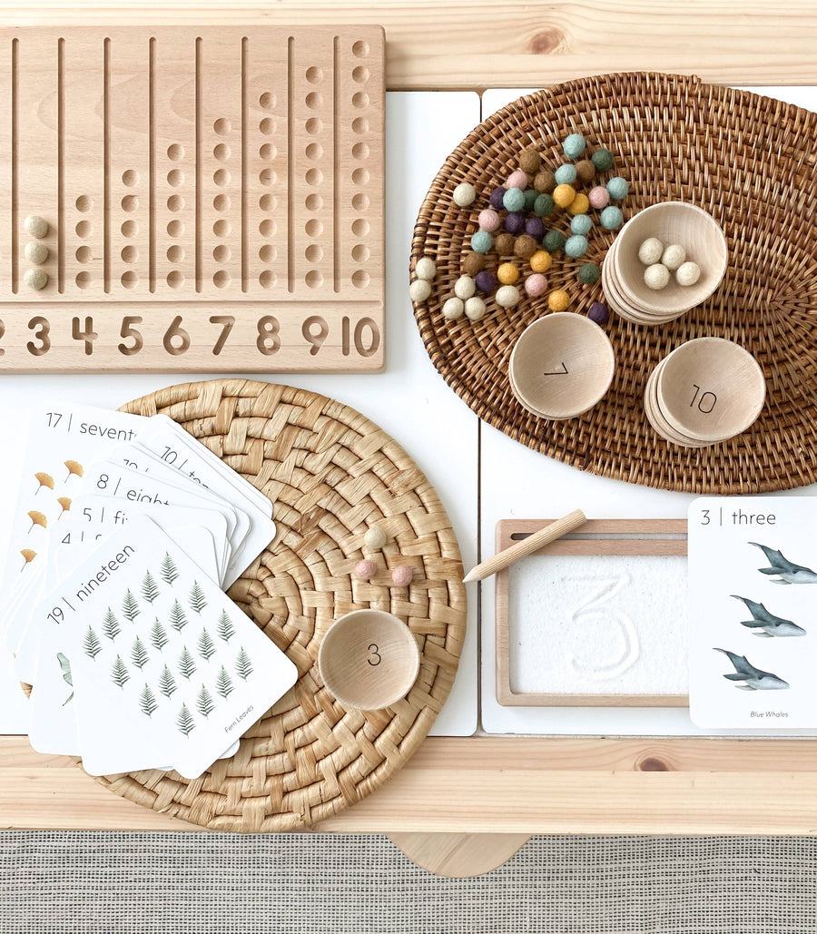 Wood Counting Bowls with Felt Balls