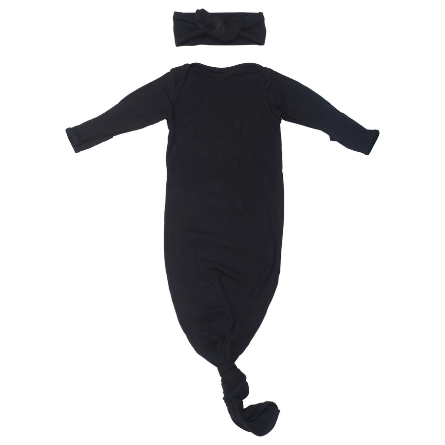 Black Ribbed Knotted Gown - Bow or Hat