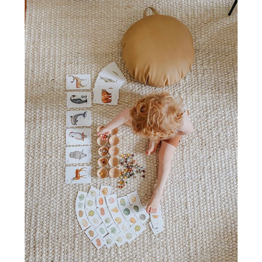 Wood Counting Bowls with Felt Balls