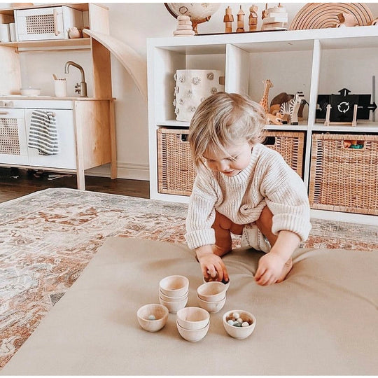 Wood Counting Bowls with Felt Balls