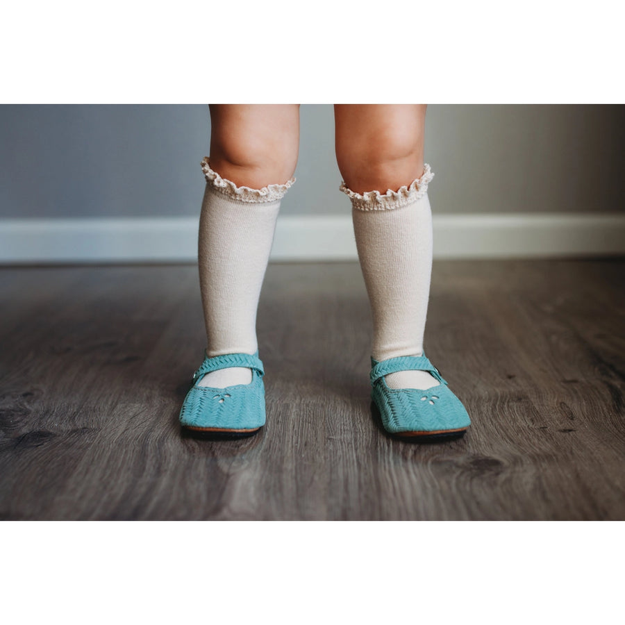 Vanilla Cream Lace Top Knee Highs